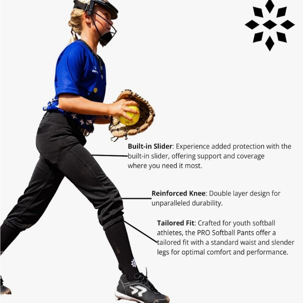Rip-It Girls Youth Charcoal Grey Pro Softball Pants(set of 3)- size M - Picture 5 of 12